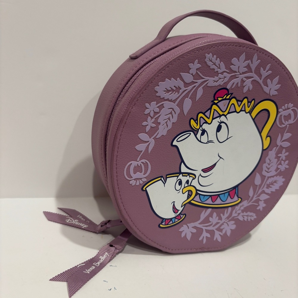 Disney Vera Bradley Beauty and the Beast Mrs Potts Chip Round Cosmetic Case Bag - Picture 2 of 11